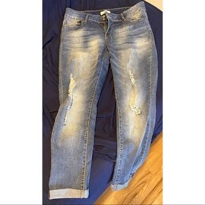 Cropped ripped jeans